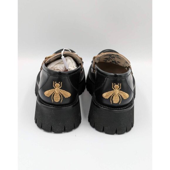 Gucci Women’s Cordovan Lux Harald Moccasin Platform Loafers Black EU35.5 - Picture 4 of 15